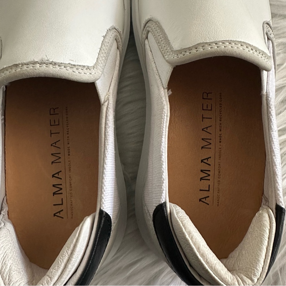 Alma Mater White Leather Slip-On Sneakers Women’s EU 36 US 5.5 Minimal Luxury - Picture 5 of 7